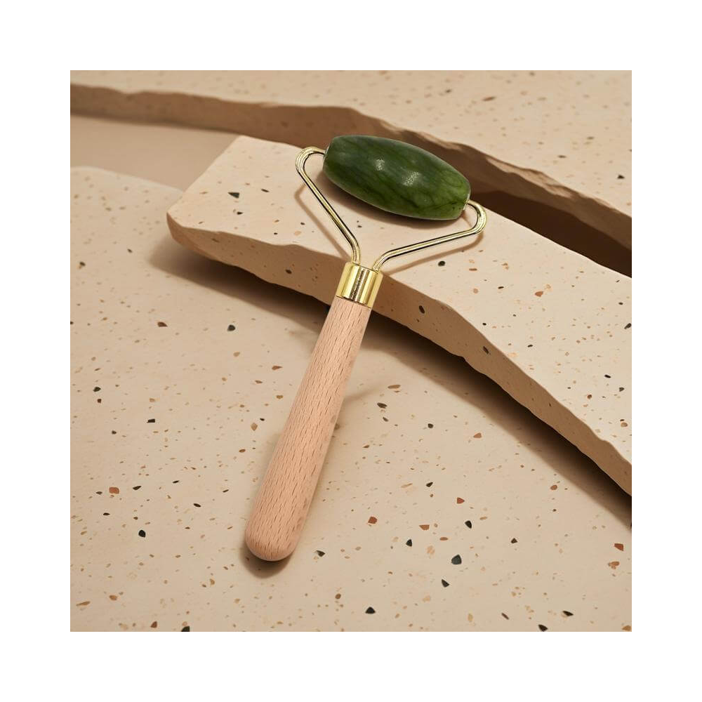 Personalized Jade Face Roller with Wooden Handle - Image 2