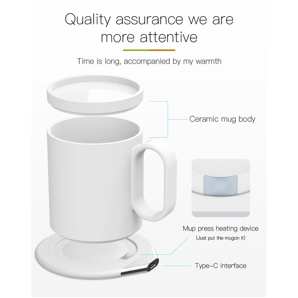 Personalized Smart Mug Warmer with Wireless Charger – 55°C Temperature Control - Image 3