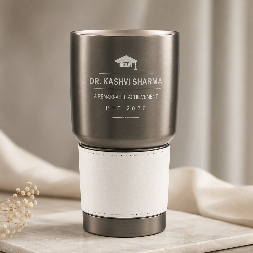 Personalized 530ml Insulated Stainless Steel Tumbler with PU Grip Sleeve