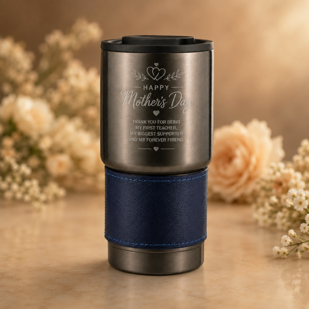 Personalized 530ml Insulated Stainless Steel Tumbler with Grip Sleeve Navy