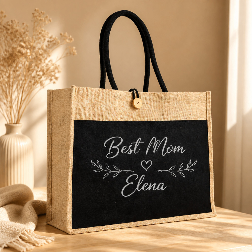 Personalized Jute Bag with pocket