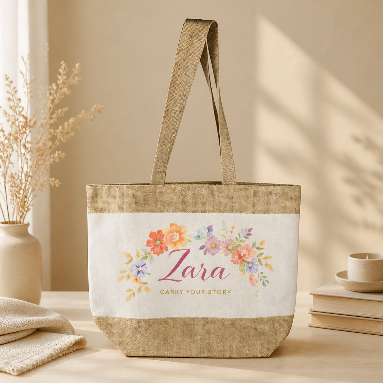 Personalized Beach Bag with Long Handles