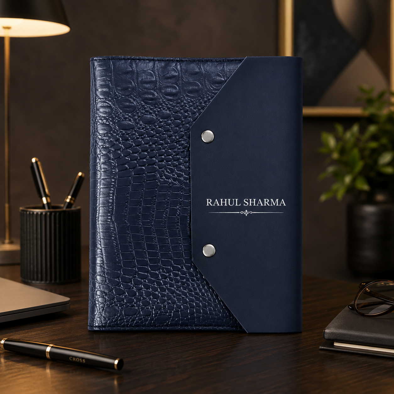 Personalized A5 Crocodile Leatherette Notebook Organizer