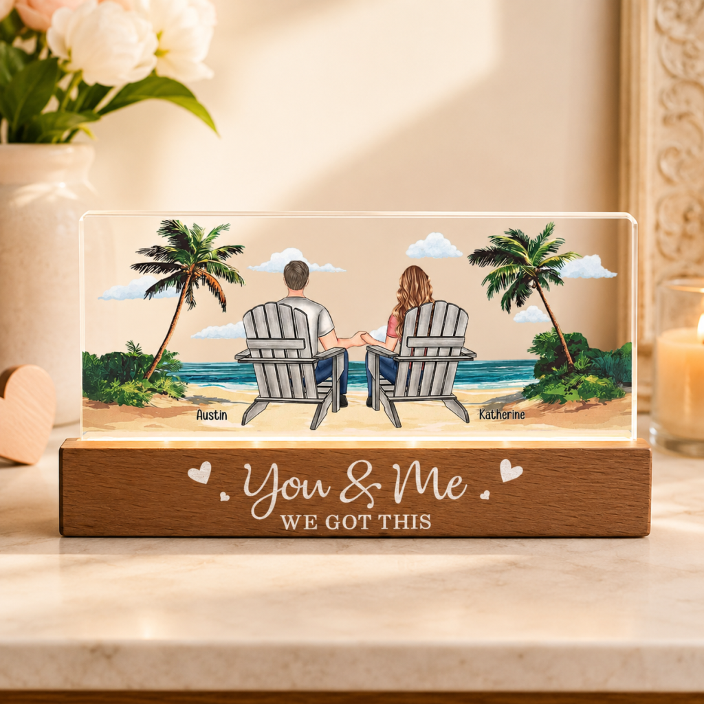 Personalized You & Me Couple Beach Acrylic Standee