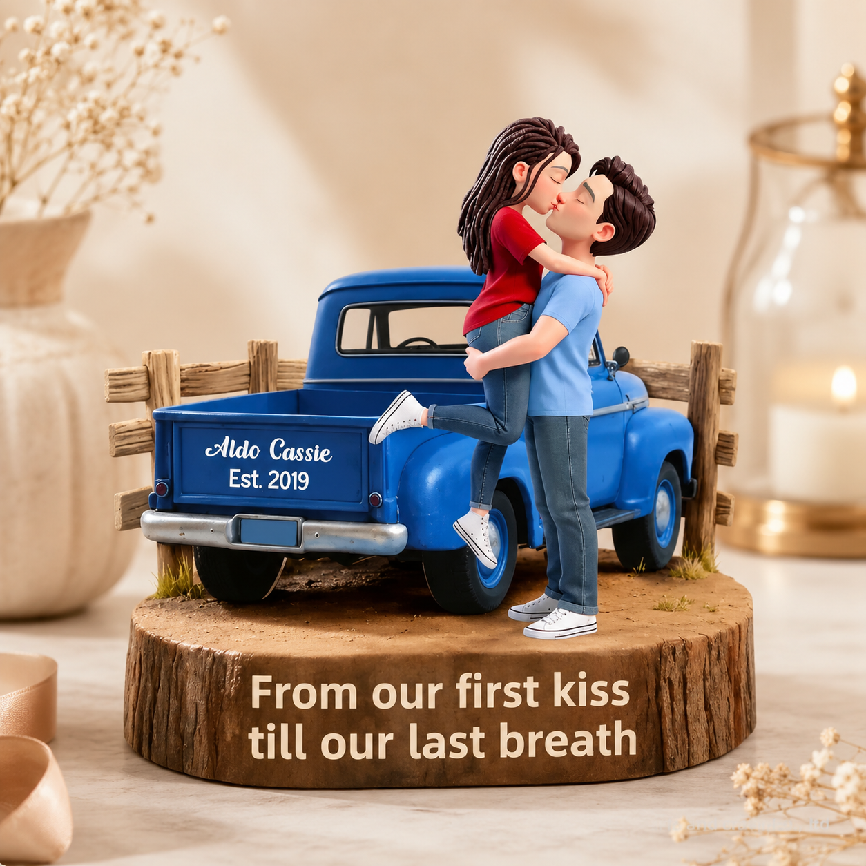 Personalized First Kiss Couple Keepsake Standee