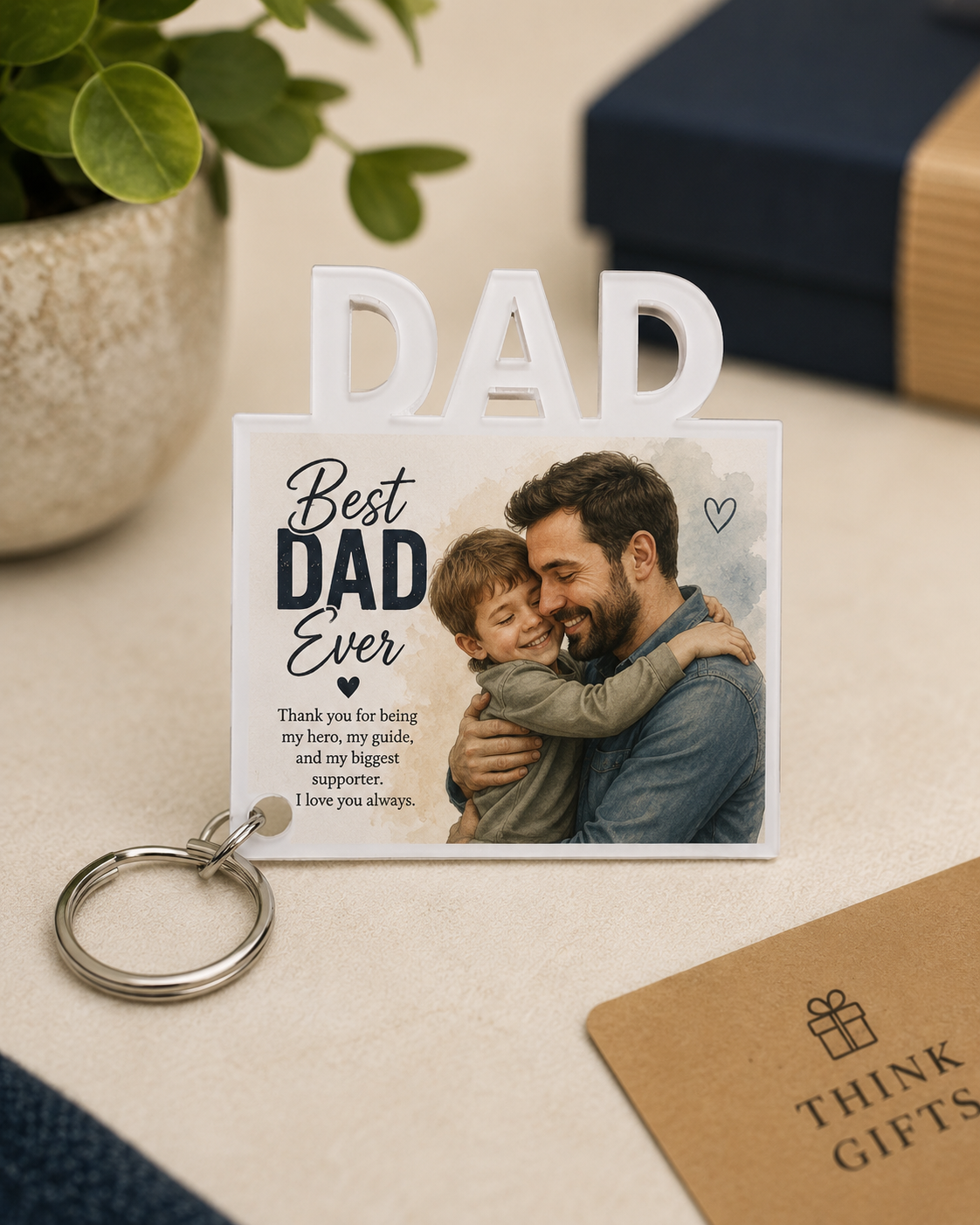 Personalized Dad Photo Keychain
