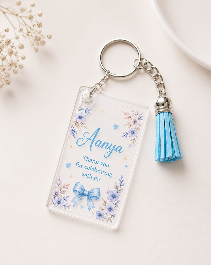 Personalized Acrylic Thank You Keychain with Tassel