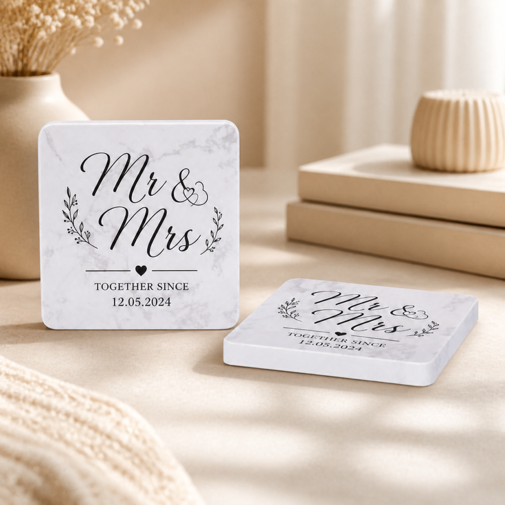 Personalized Set of 2 Marble Coasters