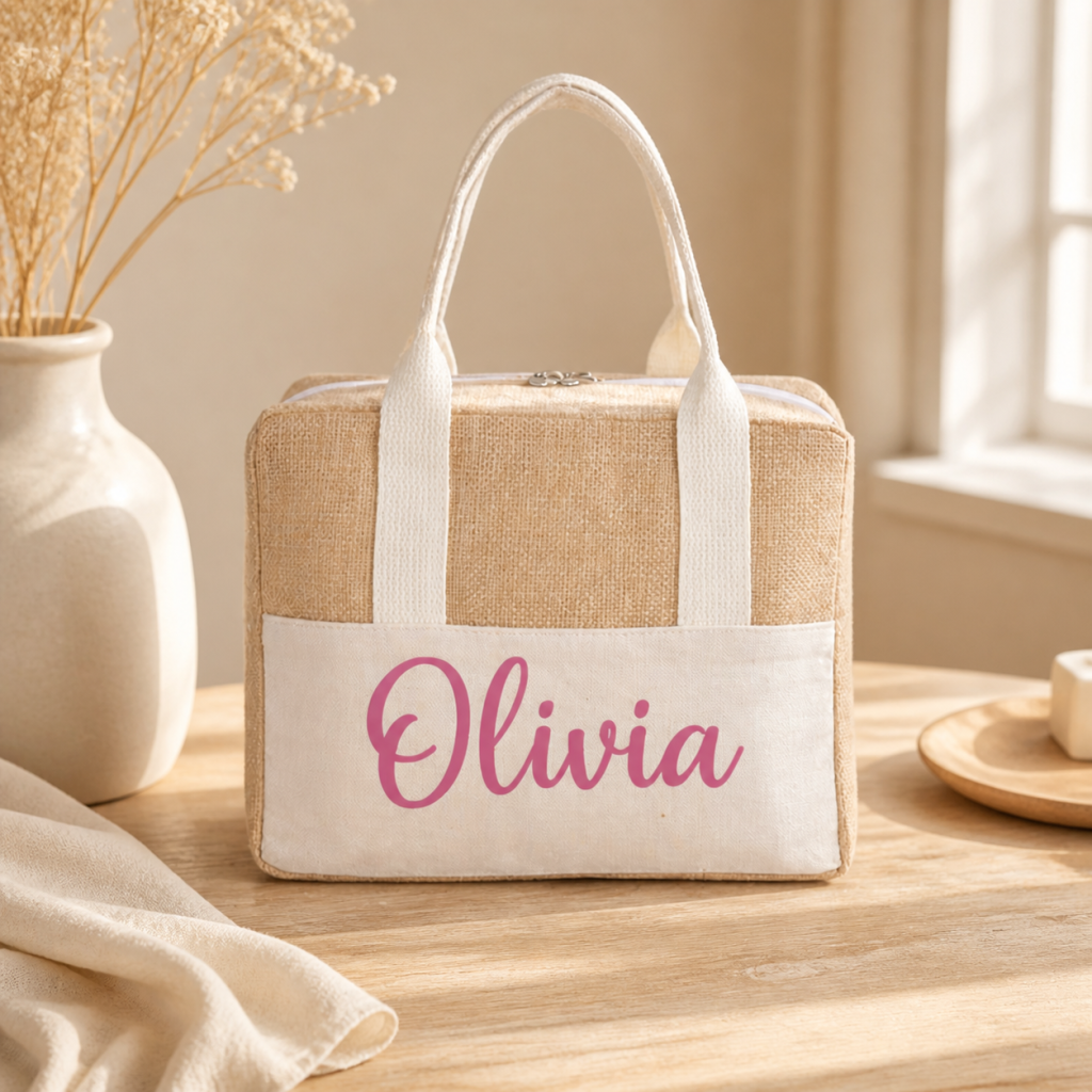 Personalised Jute Cooler Lunch Bag