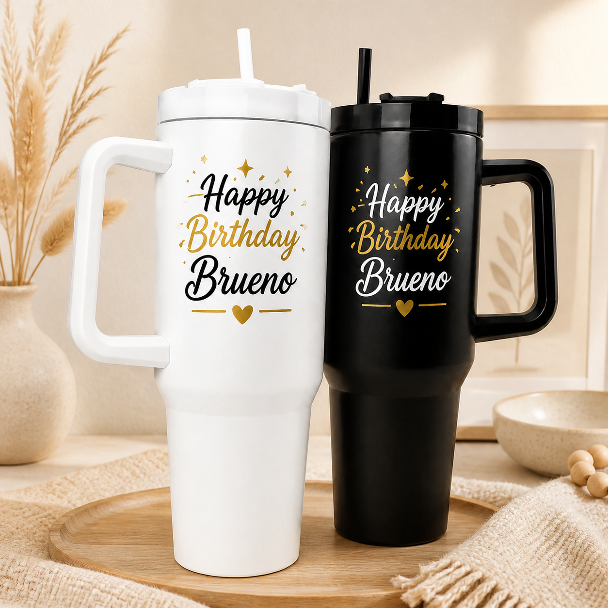 Personalized Hydration Tumbler with Handle & Straw