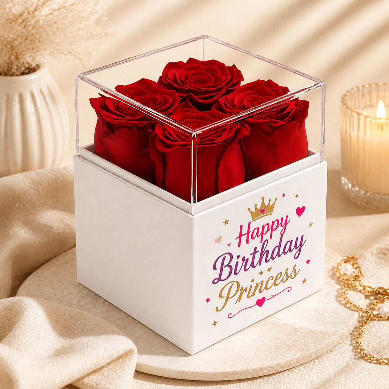 Personalized Forever Rose Gift Box - Red