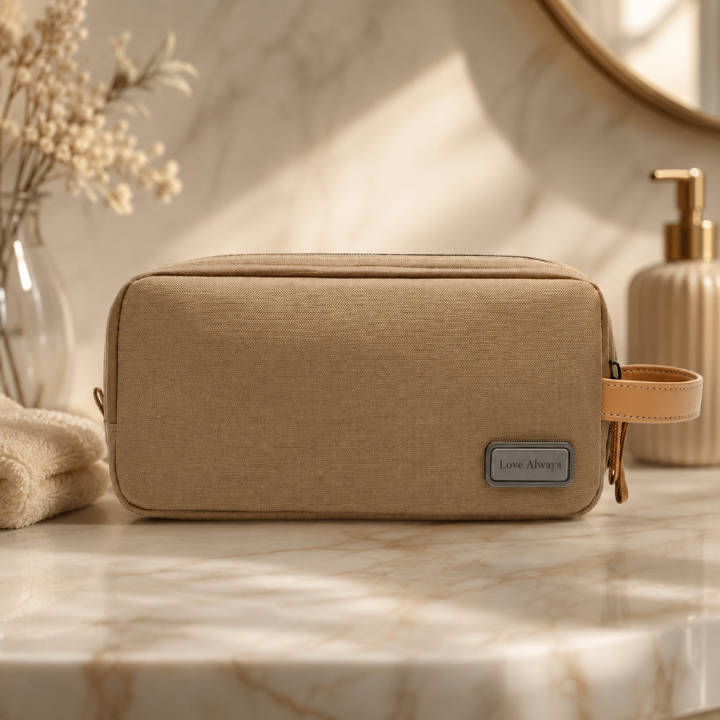 Personalized RPET Tech Organizer Pouch - Beige