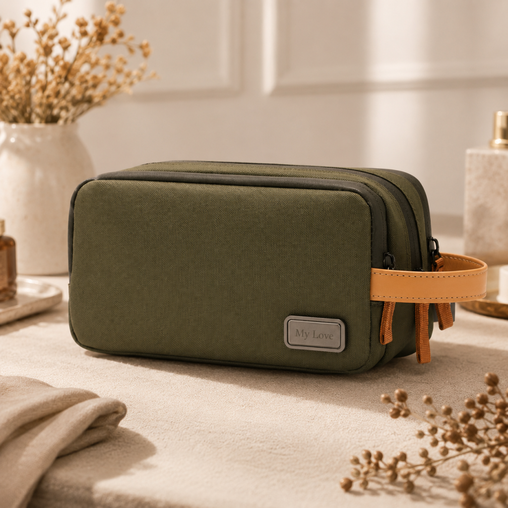 Personalized RPET Tech Organizer Pouch - Olive