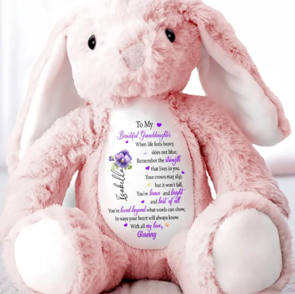 Personalized Bunny Plush with Custom Message - Pink