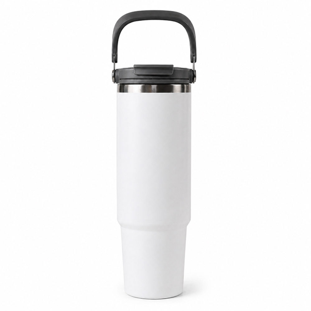 Personalized 900ml Stainless Steel Tumbler with Handle & Straw