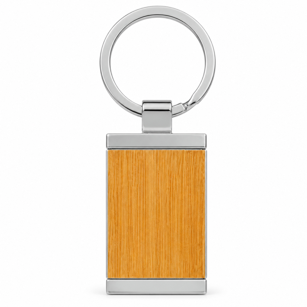 Personalized Bamboo & Metal Keychain