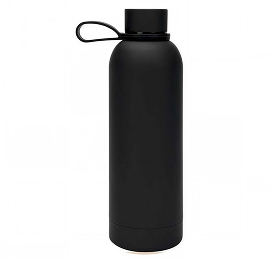 Personalized 500ml Double Wall Stainless Steel Vacuum Bottle with Silicone Loop – Black