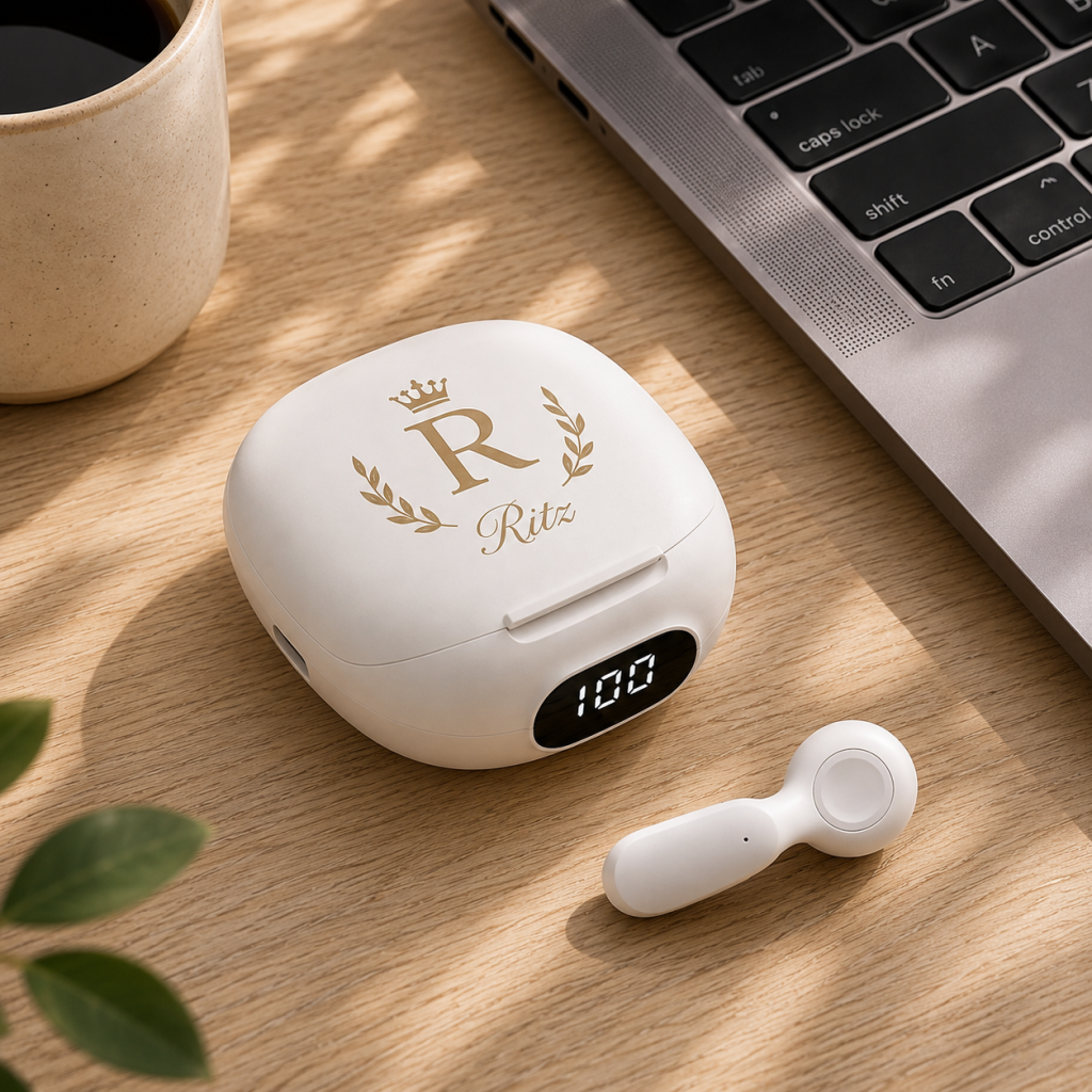 Personalized Buddy Bluetooth Earbuds- White
