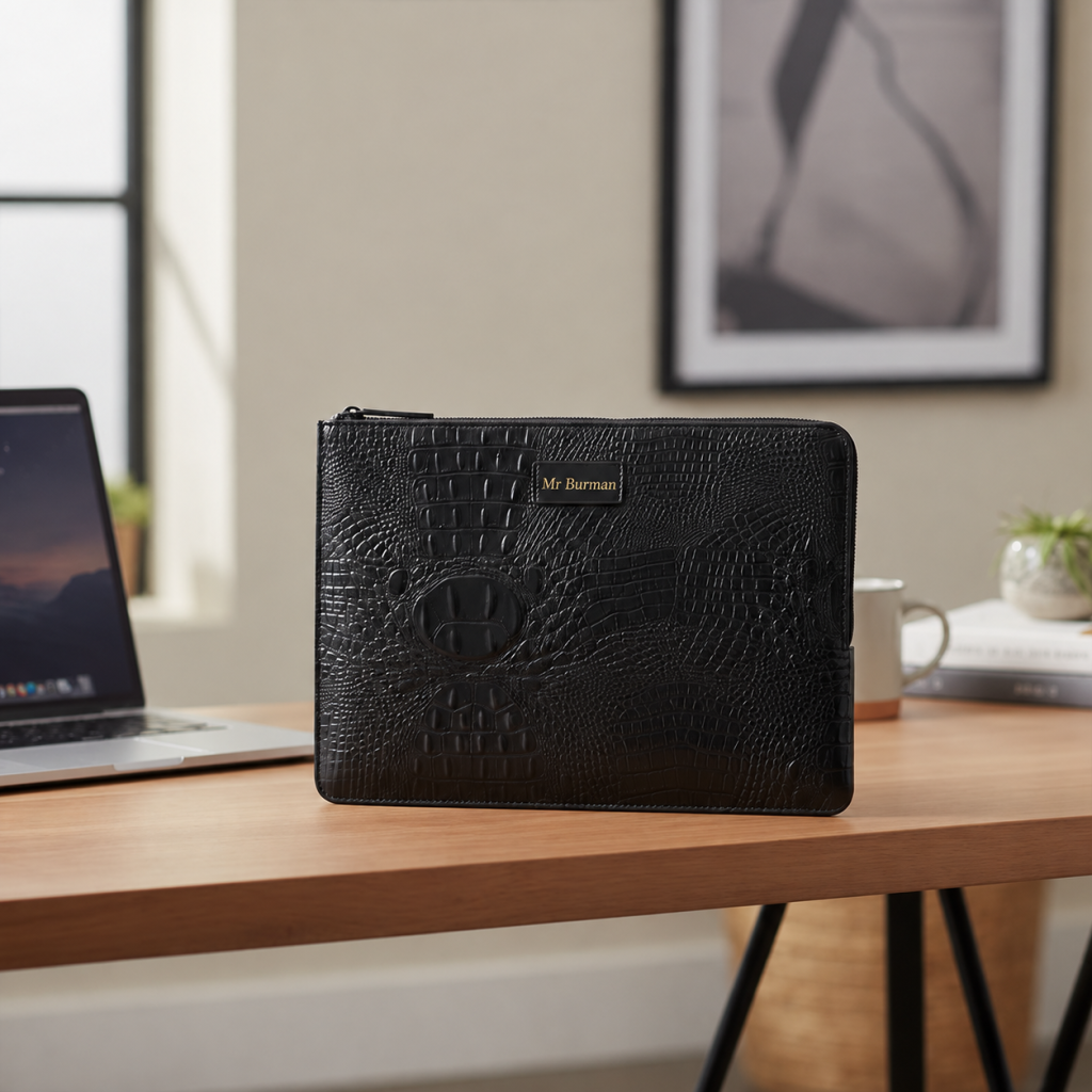 Personalized CrocoLap Laptop Sleeve - Black