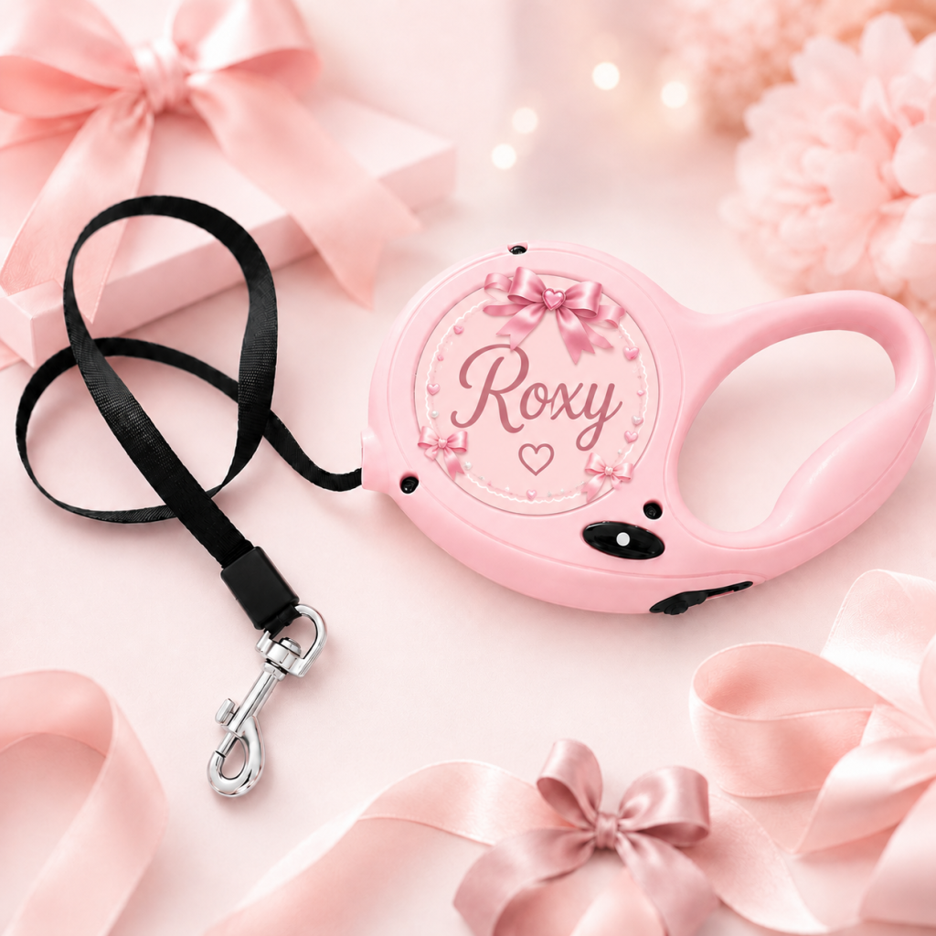 Personalized Retractable Pet Leash - Pink