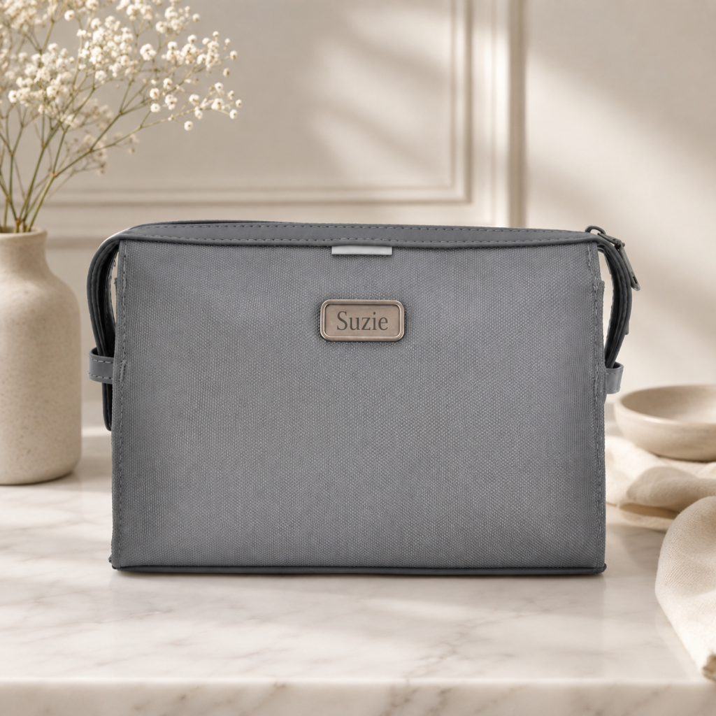 Personalized O Clutch Pouch - Grey